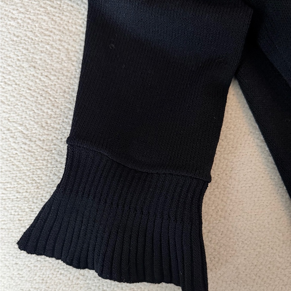 St. John Collection Black Ruffle Sweater Cardigan - Picture 6 of 14